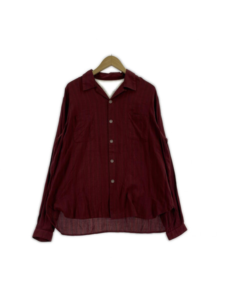 長袖シャツ another 20th century オープンカラー ストライプ 赤