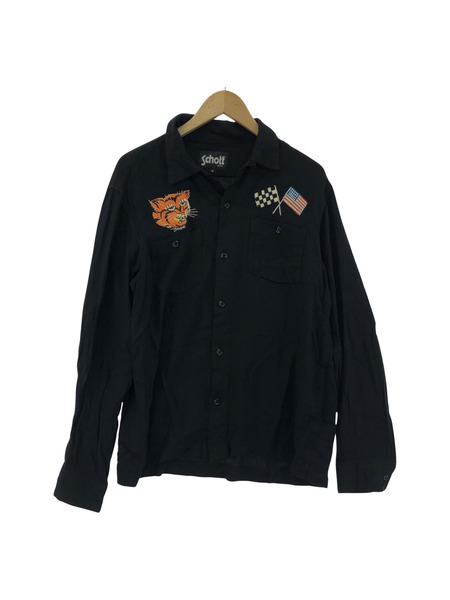 schott 長袖シャツ L/S レーヨンシャツ ブラック