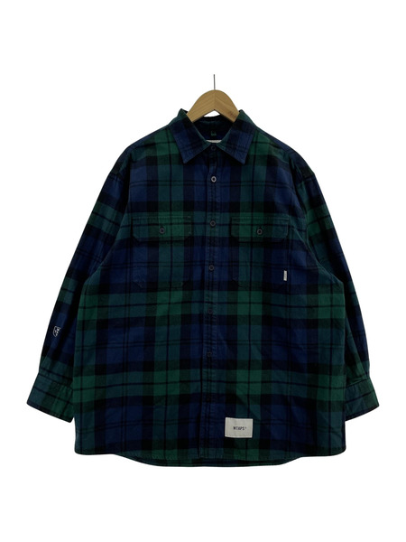 WTAPS 22AW DECK LS COTTON FLANNEL TEXTILE CRST 01 グリーン