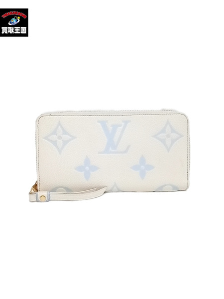 LOUISVUITTON モノグラム・アンプラント ジッピーウォレット ラテホワイト×キャンディブルー/M83308