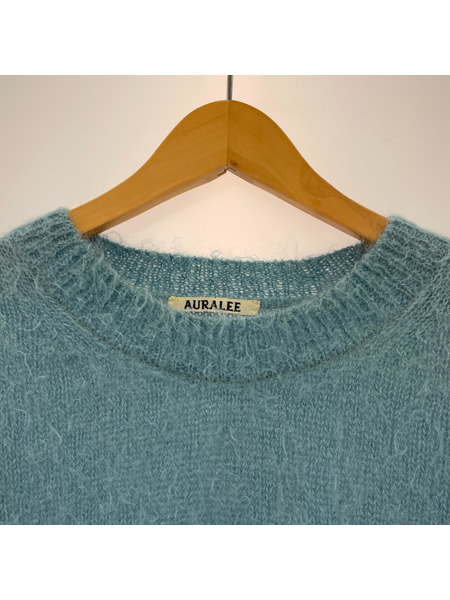 AURALEE 21AW BRUSHED SUPER KID MOHAIR KNIT 5 ブルー