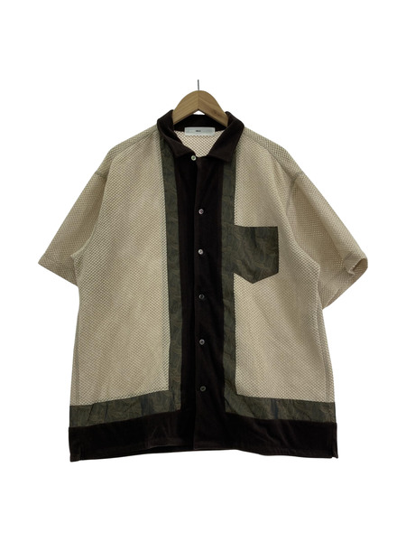 TOGA(VIRILIS) 半袖シャツ Raschel mesh shirt SS beige SHIRTS