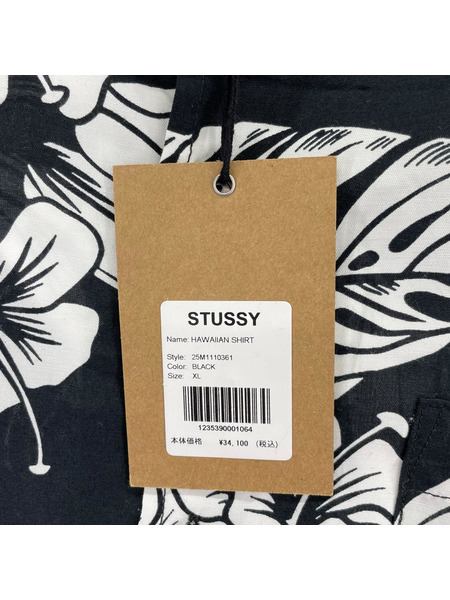 STUSSY 25SS Hawaiian SS Shirt アロハシャツ XL 黒