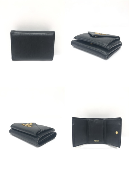 PRADA コンパクトウォレット ヴィッテロ 3つ折り ブラック 1MH021 62B