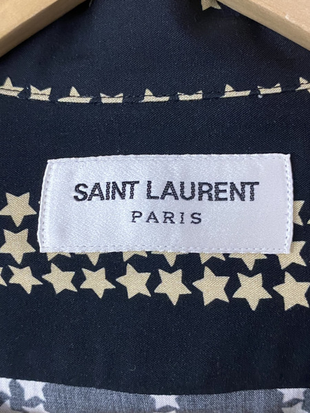 SAINT LAURENT 星柄 レーヨンS/Sシャツ ブラック (37)　2018年