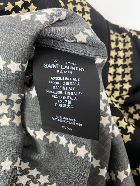 SAINT LAURENT 星柄 レーヨンS/Sシャツ ブラック (37)　2018年