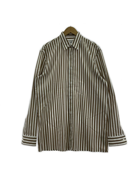 MAISON MARGIELA 20SS OVERSIZE STRIPE SHIRT 40 ブラウン×ホワイト
