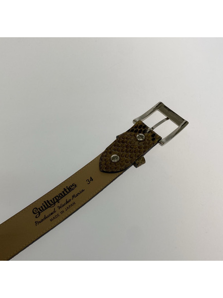 WACKO MARIA PYTHON LEATHER BELT パイソンレザーベルト 34 ベージュ WMGP-BL01
