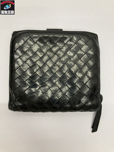 BOTTEGA VENETA イントレチャートコンパクトウォレット 二つ折り財布 黒