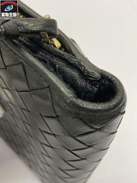 BOTTEGA VENETA イントレチャートコンパクトウォレット 二つ折り財布 黒