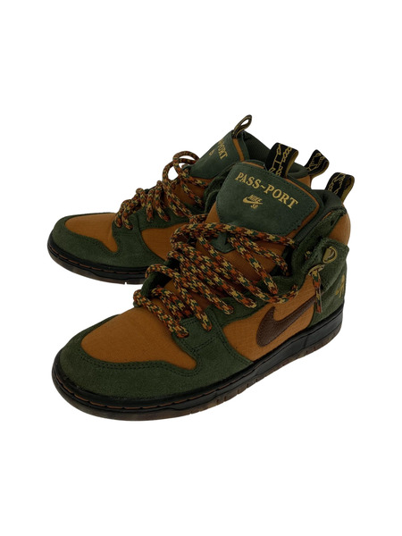 NIKE Pass?Port SB Dunk High Workboot ハイカットスニーカー 茶カーキ 26cm