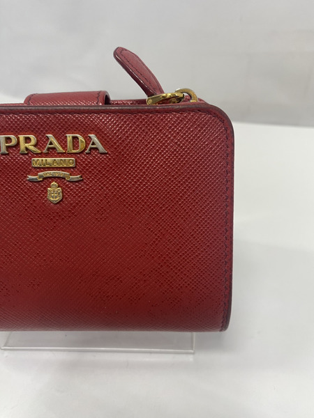 PRADA　コンパクトウォレット サフィアーノレザー レッド[値下]