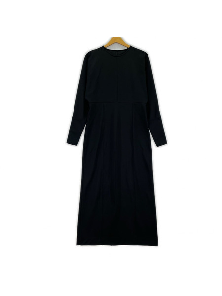 Adam et Rope' 長袖ワンピース グロスジャージワンピース 黒