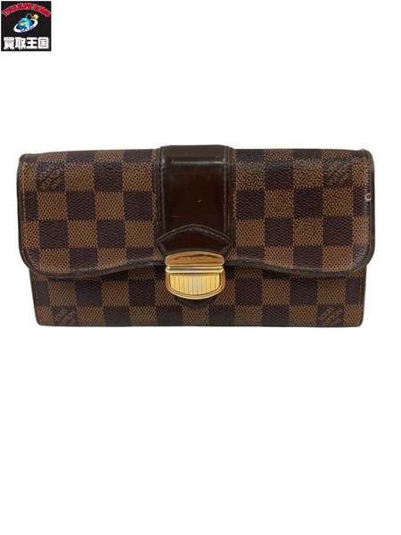LOUIS VUITTON  LV ダミエ・エベヌ N61747 ポルトフォイユ・システィナ 長財布 サイフ