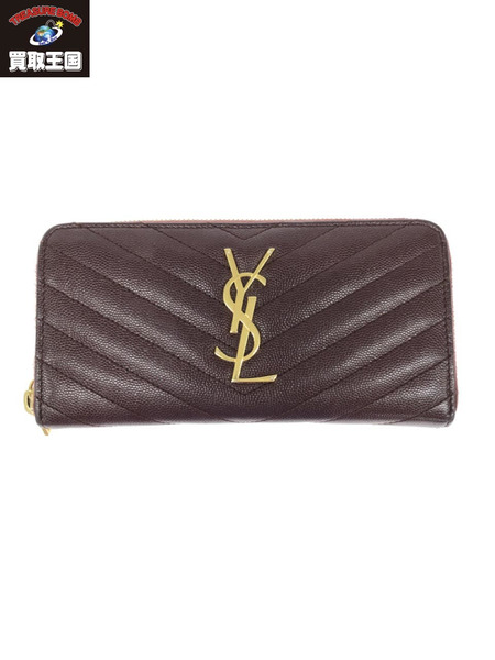 YSL ラウンドファスナー長財布 ワインレッド[値下]