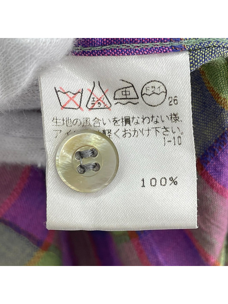 ISSEY MIYAKE リネンバンドカラーチェックシャツ S ME71FJ165