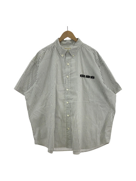 WIND AND SEA×HANGOVERZ S/S ロゴ刺繍ストライプシャツ ホワイト/ブラック (XL)[値下]
