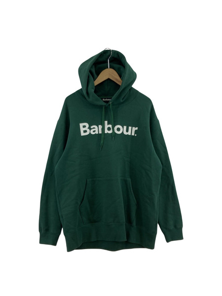 Barbour ロゴプリントパーカー グリーン(L)