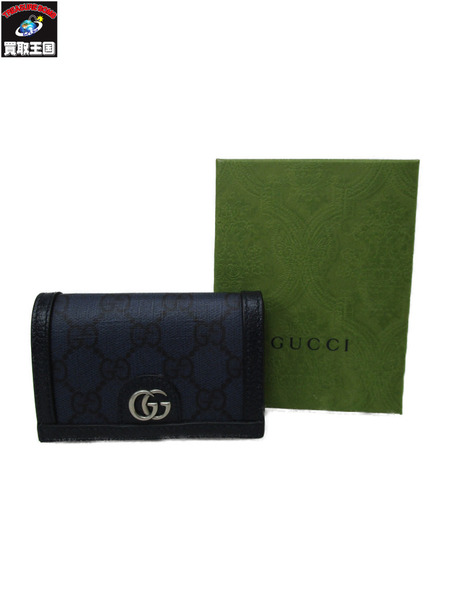 GUCCI GGスプリーム/カードケース/763286/ネイビー