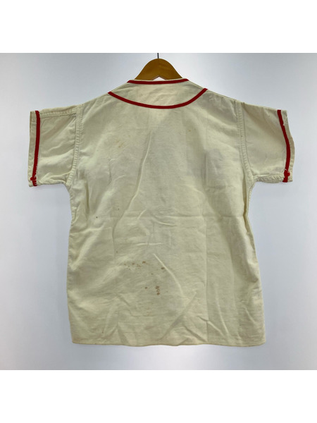 OLD・VINTAGE 半袖シャツ 50s Baseball Shirt WHT/RED L
