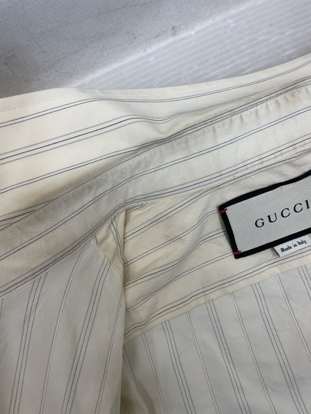 GUCCI ストライプドレスシャツ 48 アイボリー[値下]