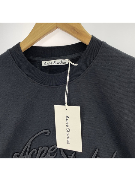 Acne Studios 25SS ロゴ刺繍 鹿ノ子L/Sカットソー L ブラック