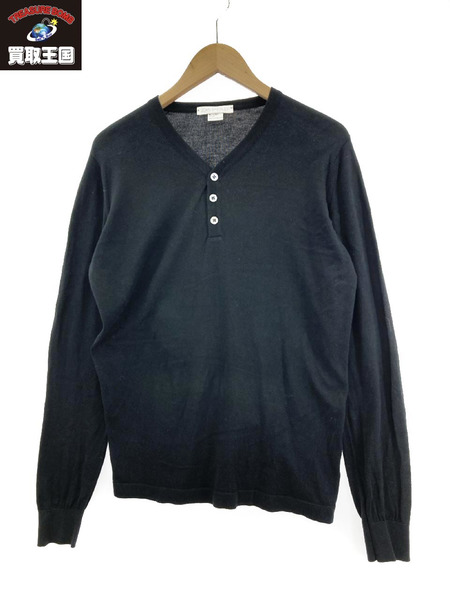 JOHN SMEDLEY コットン ヘンリーネックTee 黒 