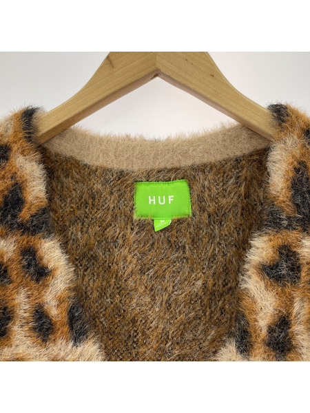 HUF レオパードカーディガン M