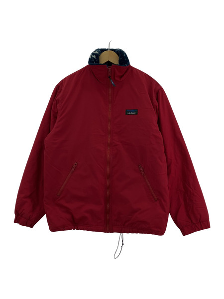 90s L.L.Bean Warm Up Jacket ウォームアップジャケット レッド×ノルディック柄[値下]