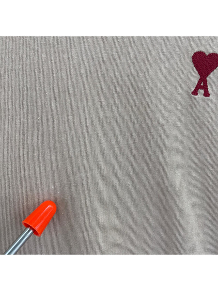 AMI paris ハートロゴ刺繍Tee M ベージュ UTS005.726