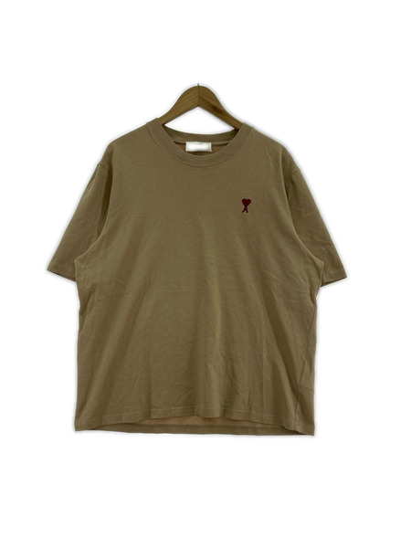 AMI paris ハートロゴ刺繍Tee M ベージュ UTS005.726