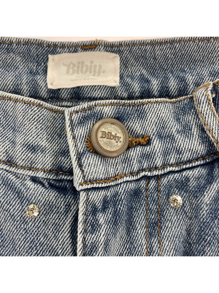 Bibiy. JEWEL DENIM  ビジュー デニムパンツ S ブルー[値下]