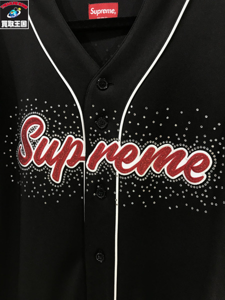 Supreme 20SS Rhinestone Baseball Jersey M 黒/シュプリーム/ベース ...