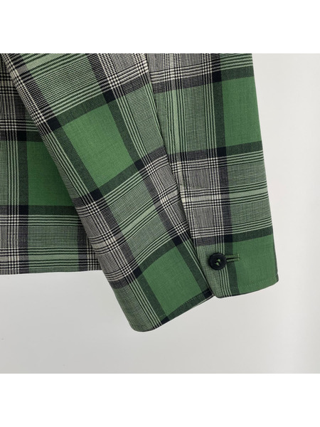 ジャケット cale チェックジャケット 緑 (3)