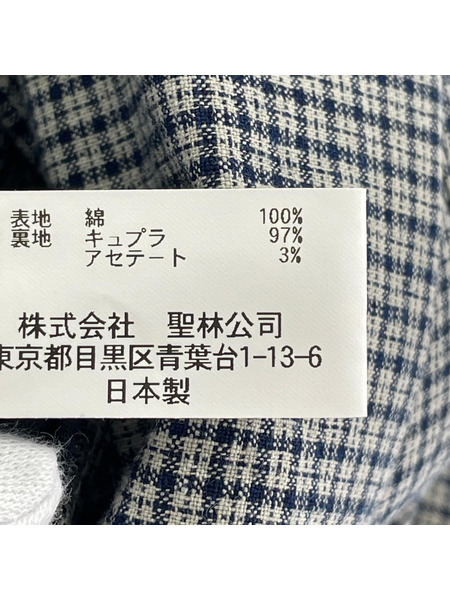 BLUE BLUE テーラードジャケット・ブレザー インディゴ染メ チェックテーラードジャケット (M)