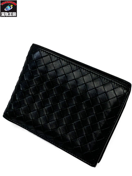 Bottega Veneta イントレチャート 二つ折り財布 BLK 本体のみ ボッテガヴェネタ 財布 ウォレット コンパクトウォレット[値下]