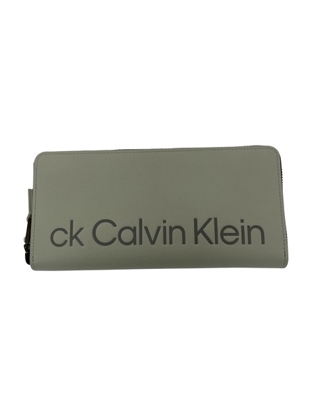 Calvin Klein ガイア レザー ラウンドファスナー 長財布 白