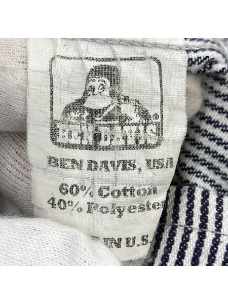 BEN DAVIS 半袖シャツ USA製 ハーフジップシャツ ヒッコリー XL