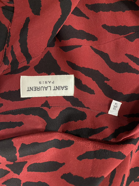 SAINT LAURENT　ゼブラシルクS/Sシャツ レッド (36)　2019年