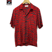 SAINT LAURENT　ゼブラシルクS/Sシャツ レッド (36)　2019年