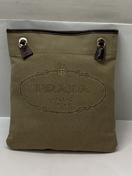 PRADA ロゴ ジャガード キャンバス ショルダーバッグ BEG 本体のみ プラダ 鞄 カバン ポシェット