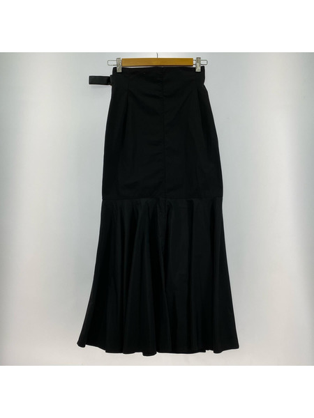 ロングスカート ペプラムラップスカート  ブラック[値下]