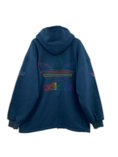 adidas ジャケット フロントロゴ刺繍 ネイビー[値下]