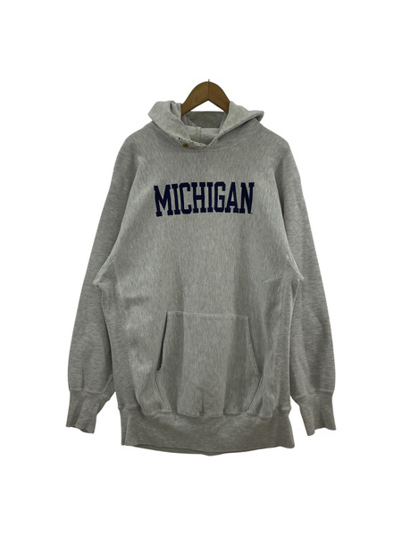 90s Champion MICHIGAN RW POパーカー グレー XXL