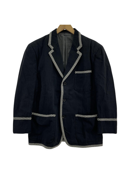 COMME des GARCONS HOMME PLUS チェッカーパイピング テーラードジャケット S ブラック[値下]