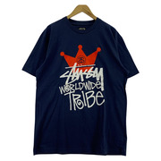 STUSSY　WORLD WIDE TRIBE Tシャツ　ネイビー　XL