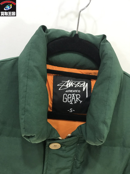 STUSSY 00s ダウンジャケット S/ステューシー/グリーン