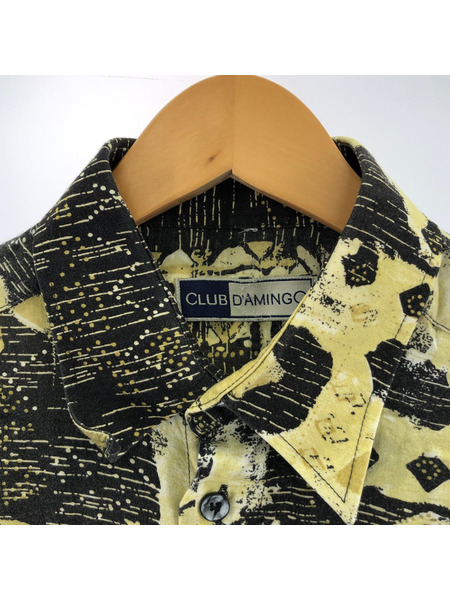 OLD・VINTAGE 長袖シャツ 80s EURO レーヨン総柄シャツ