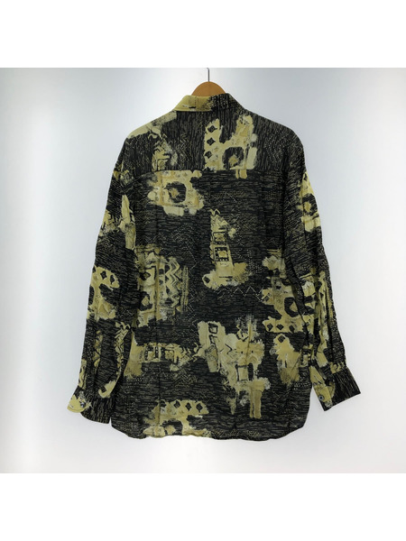 OLD・VINTAGE 長袖シャツ 80s EURO レーヨン総柄シャツ