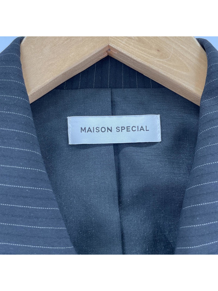 MAISON SPECIAL ピンストライプオープンバックワンピース F 黒 21221265112